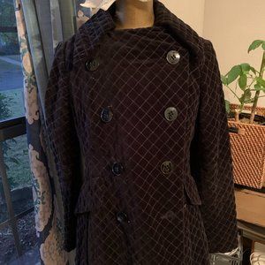 Quilted Black Velvet Cotton PeaCoat I.N.C. Size S/M